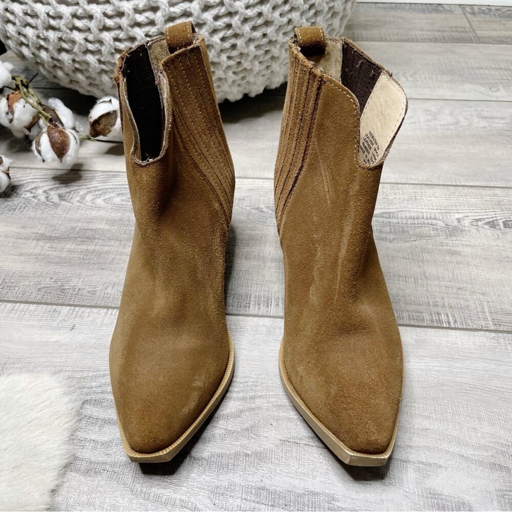 Steve Madden Webster Suede Leather Western Ankle Booties Tan Size 6M - Picture 4 of 10